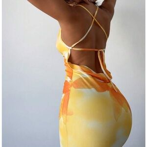 Women's SHEIN Yellow/Orange Maxi Floral Tropical Dress- Medium/ 6